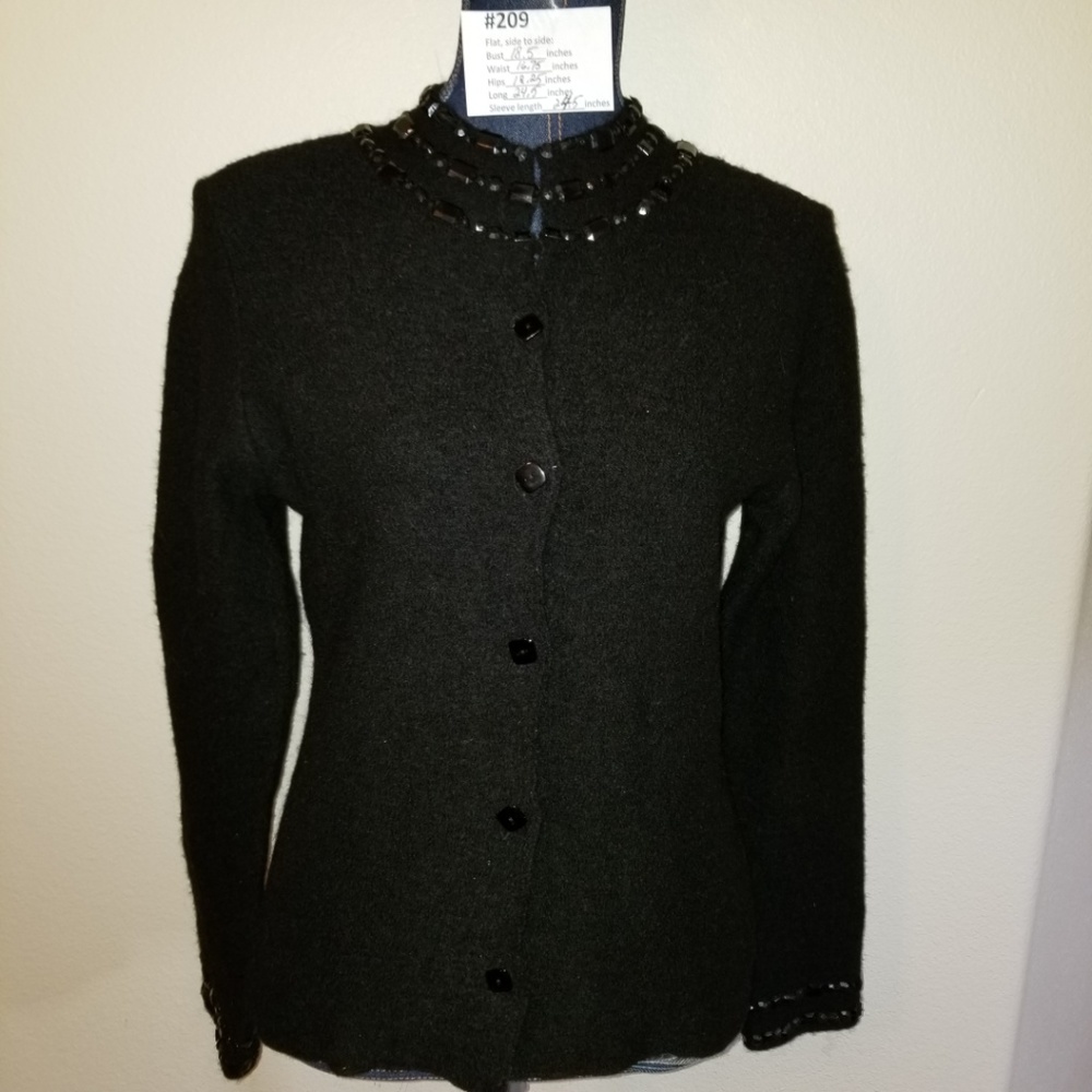 209 S Belongings black boiled wool black beaded embellishments jacket